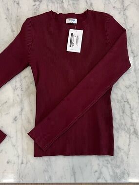 Blu Pepper Ribbed Long-Sleeve Top in Burgundy